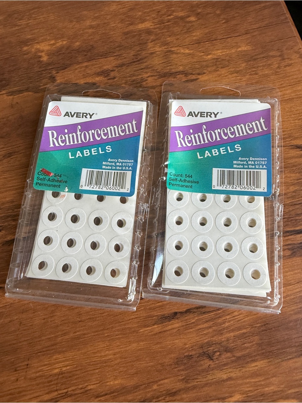 Avery White Reinforcement Labels with Purple Accents (2) vintage new